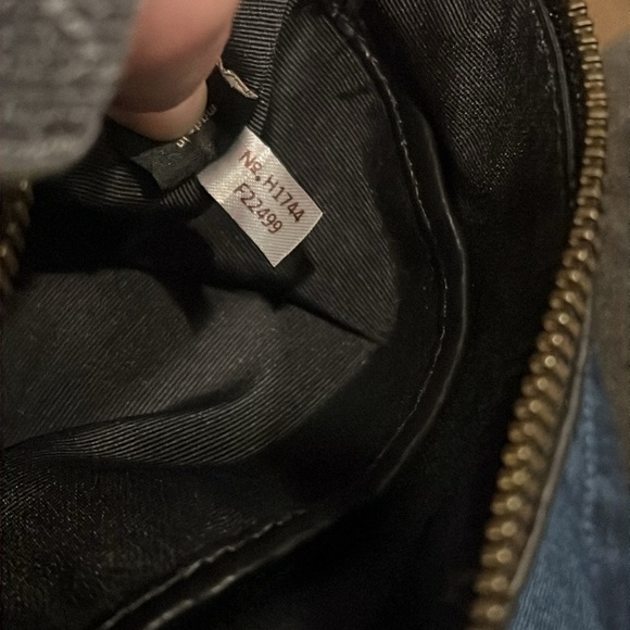 Coach Black Pebbled Leather Medium Pouch with Varsity Strip - Picture 8 of 10